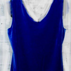 Charter Club Women's Tank Top Modern Blue Velvet V-Neck Sleeveless Blouse